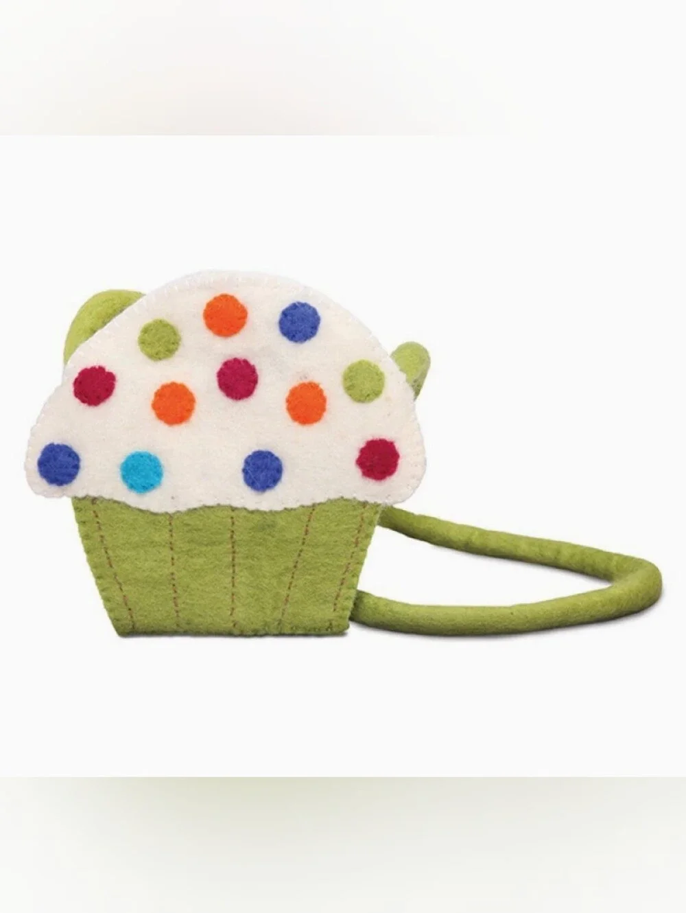 Wool Muffin Long Handle Purse-Green